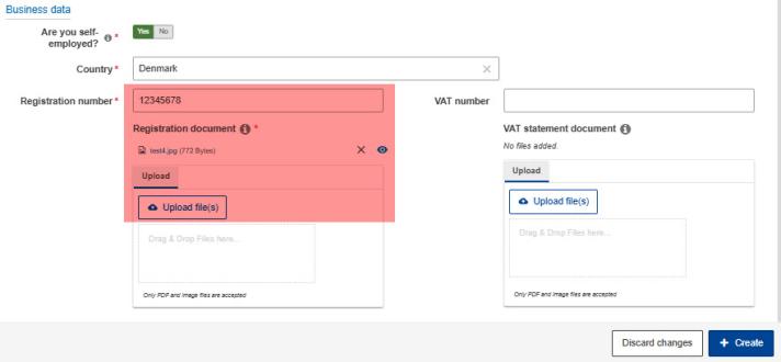 Upload registration document