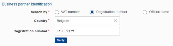 Verify public body with registration number