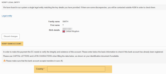 Verify bank account