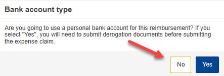 Select Personal or governmental bank account