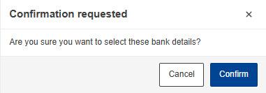 Confirm Selection  of bank details